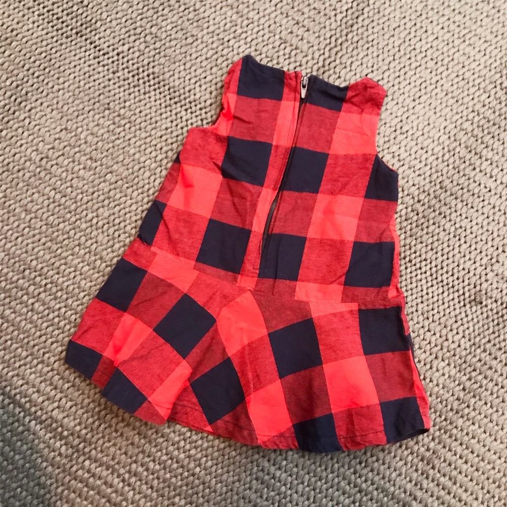 OshKosh Red & Navy Buffalo Plaid Peplum Dress - Picture 2 of 4